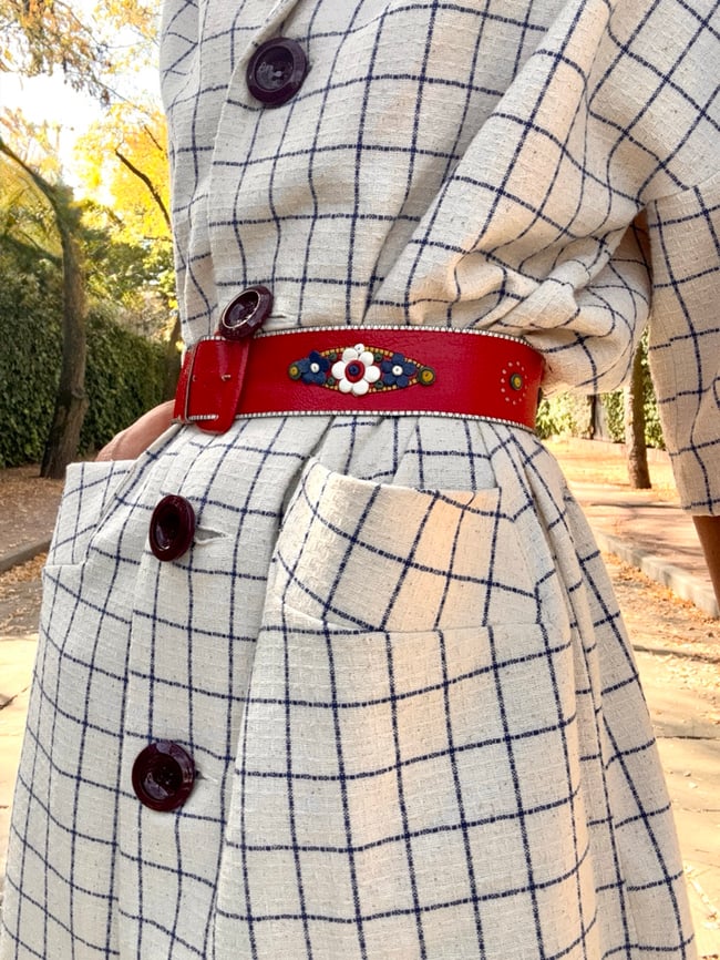 WHITE AND BLUE CHECKS COAT KAFTAN