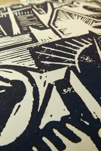 Image 2 of Linocut COLLAGE-purple-black/white