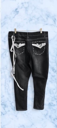 Image 4 of New size 18 drama gold black jeans with belt # 687*2