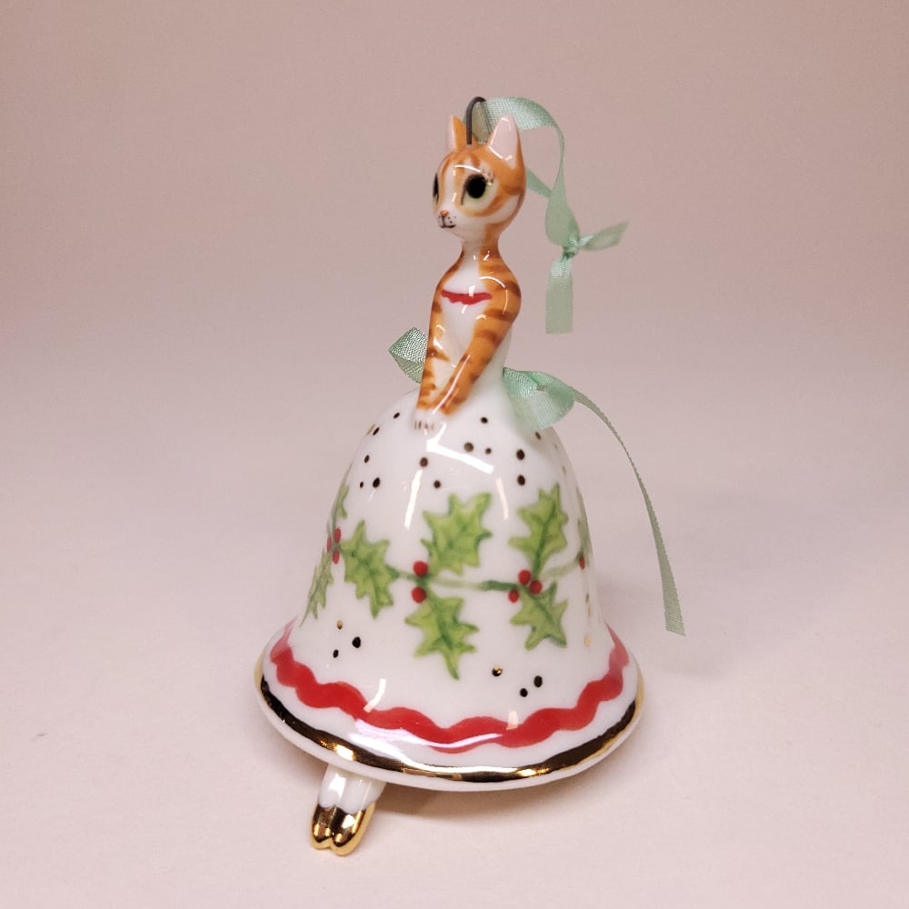 Image of Holly Garland Porcelain Christmas Bell