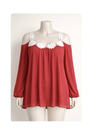Image 2 of New 4X SHEIN Open shoulder long sleeve top #261*9