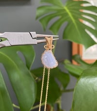 Image 1 of Gold Blue Lace Agate Moon Crystal Necklace