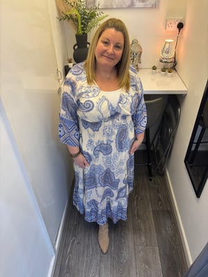 Image of PAISLEY TRIBAL SHIRRED BODICE MAXI DRESS