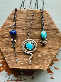 Image 20 of Kingman turquoise serpent talisman necklace