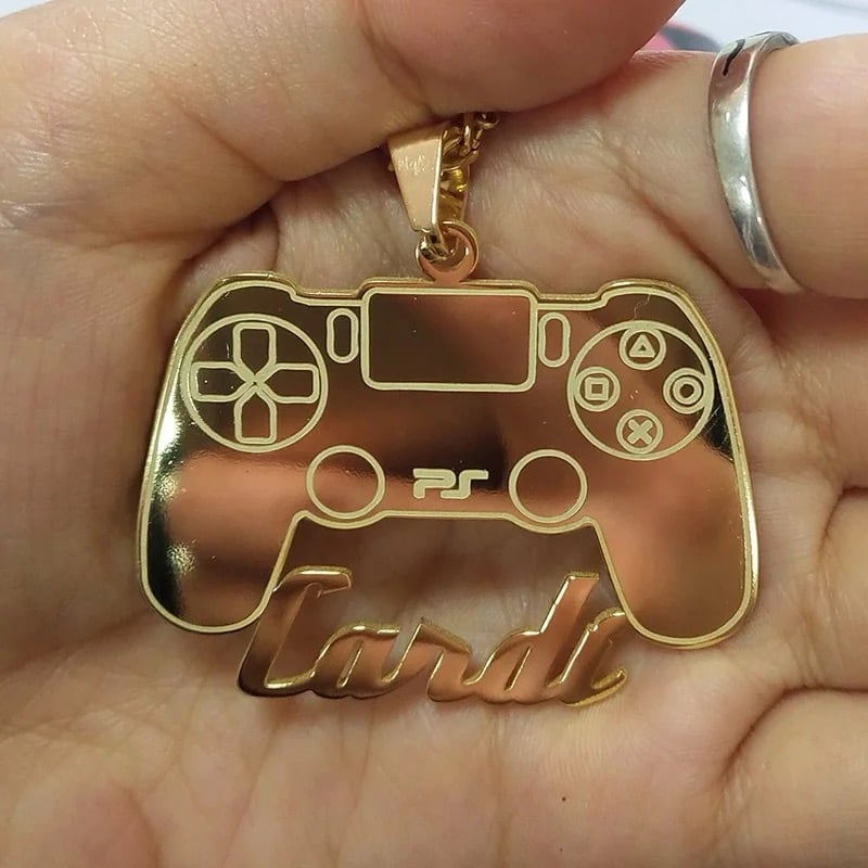 Image of Gold plated Custom cartoon character necklaces with name