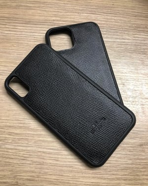 Image of iPhone Case - Black Hatch Grain Calfskin