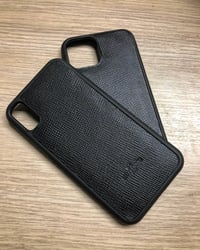 Image 1 of iPhone Case - Black Hatch Grain Calfskin