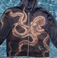 Image 5 of “WATER BABY” CUSTOM BLEACH PAINTED ZIP UP HOODIE XL
