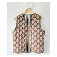 Image 2 of Indian Linen Quilted Vest Brown