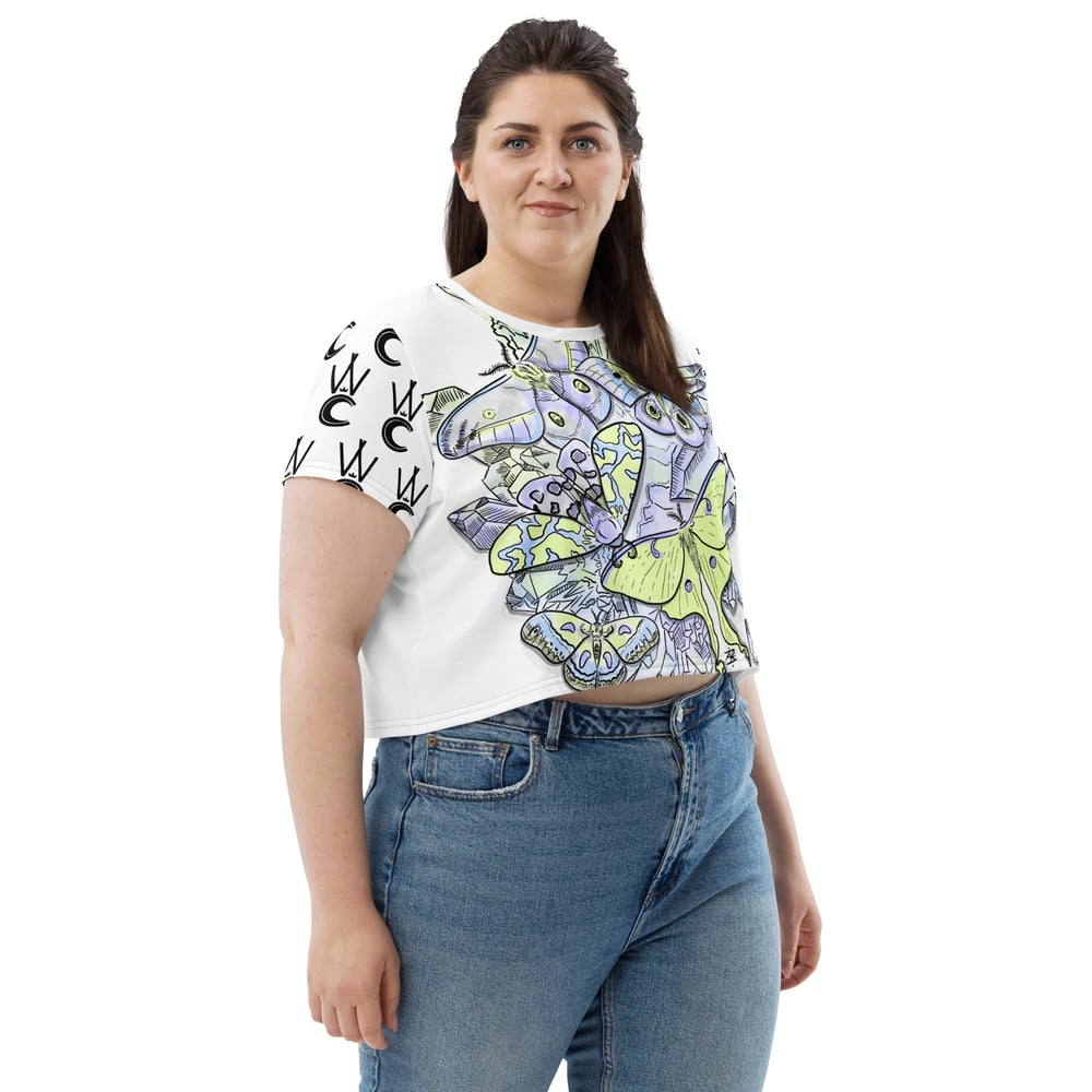 Crystal Moon Moth Print Crop Tee