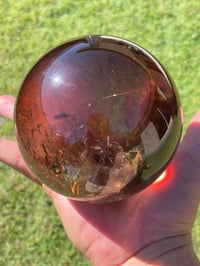 Image 15 of Large Smoky Quartz Sphere With Golden Rutile And Rainbows #1769