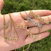 Image 1 of Blinged Out Zodiac Necklace