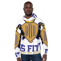 Image 1 of BOSSFITTED White Blue and Gold AOP Men’s  Hoodie