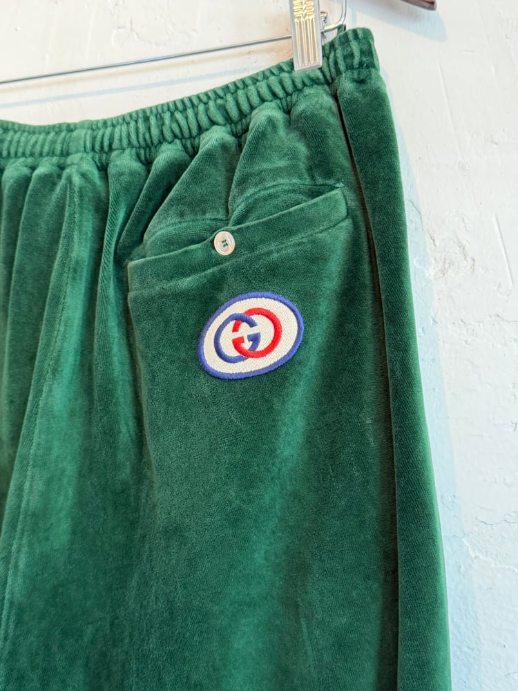 Image of Gucci Green Velour Lounge Pants