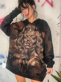 Image 4 of “MARILYN” CUSTOM BLEACH PAINTED PULLOVER HOODIE XL