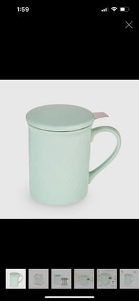 Image 3 of Annette™ 3D Ceramic Mug with Tea Infuser in Souk Mint