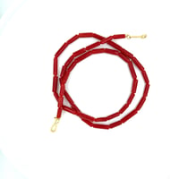 Image 2 of Red Coral Tubular Bead  Necklace 18k