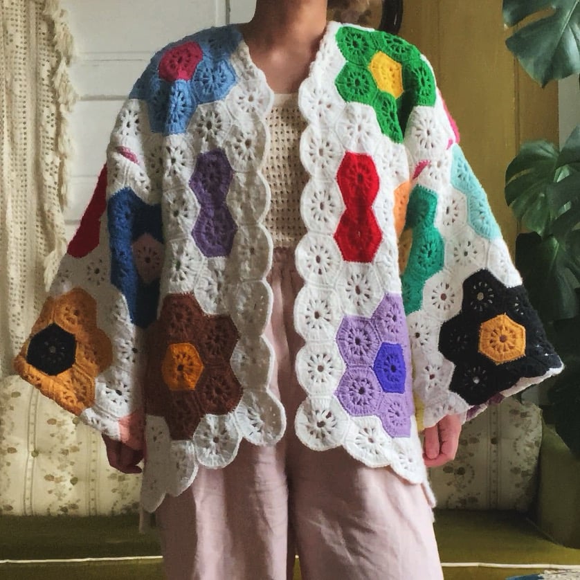 Image of Funky Fun Flower Garden Granny Sweater