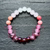 Image 1 of Garnet, Strawberry Quartz, Rhodonite, NEW* NEW* Rose Quartz & Moonstone Bracelet