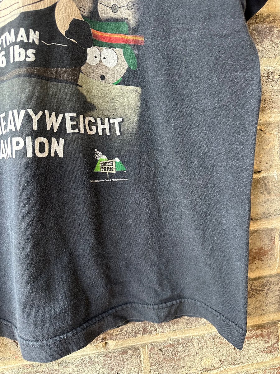 Image of 1998 VINTAGE SOUTH PARK “CARTMAN 3:16” WRESTLING SPOOF TEE, SIZE: XL