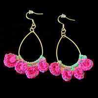 Crocheted Rose Earrings 
