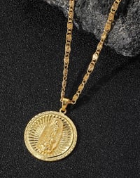 Image 3 of Virgin Mary round pedant Necklace 
