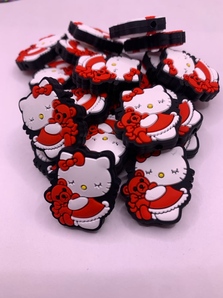 Image of Teddy Bear Kat Silicone Bead (1pc)