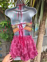 Image 7 of Bralette halter neck top -dark green.and red 