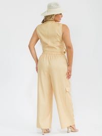 Image 4 of Yellow asymmetrical pin stripe set 