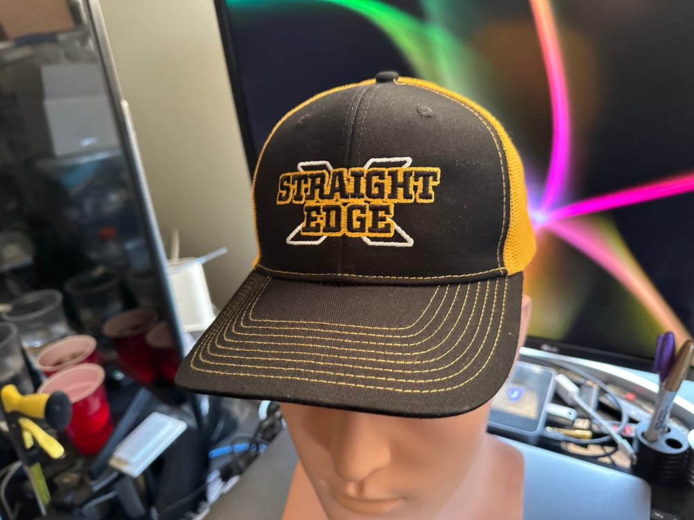 Black & Gold Mesh "Straight Edge" Snapback Trucker Cap