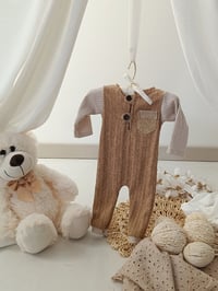 Image 1 of Newborn boys romper Federico | camel and beige