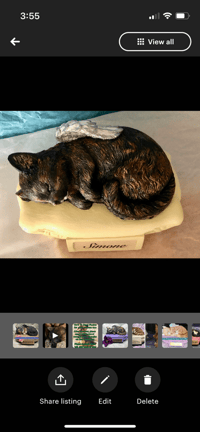 Image 5 of Custom Engraved Sleeping Cat Kitty On Pillow Urn Pet Memorial Portrait Angel Wings