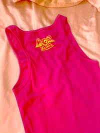 Image 2 of Von Dutch Pink Tank Top Yellow Logo