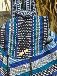 Image 5 of MALIA Mexican Baja woven fabric Backpack - BLUE