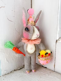 Grey Dutch Rabbit with Carrot and Basket of Chicks I