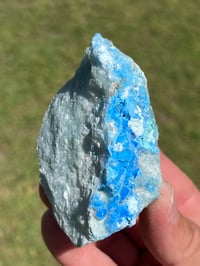 Image 16 of Cyanotrichite On Green Fluorite Matrix Specimen | Guizhou China #2924