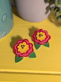 Image 2 of Pink and Red Flower Brooch