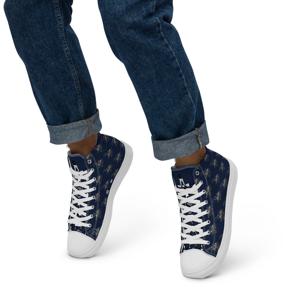 Image of Y$trezzy's 1.1s Special Edition Navy Blue, Black and White High Top Shoes