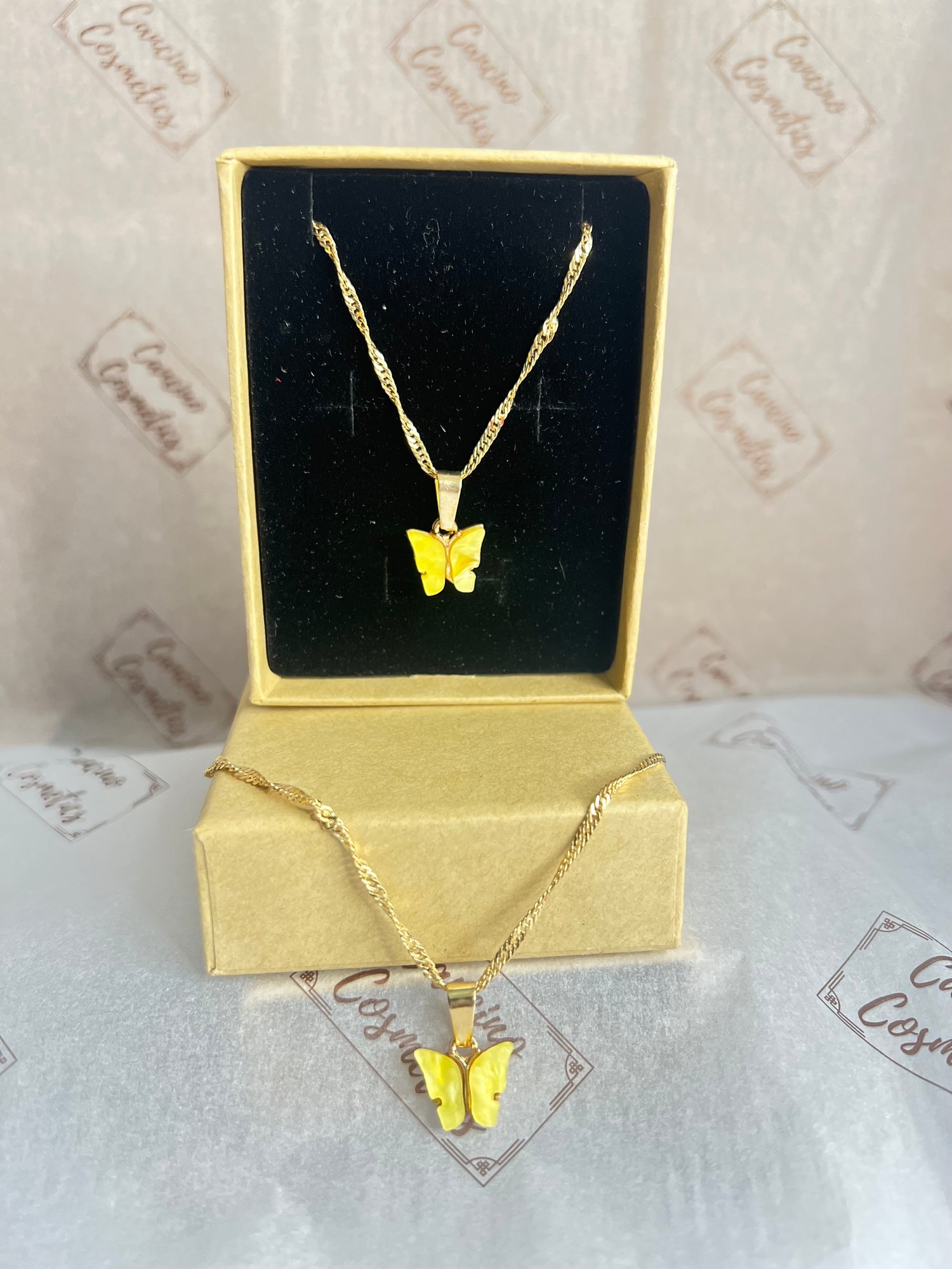 Image of YELLOW BUTTERFLY CHARM NECKLACE
