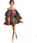 Nikki Volume Mini African Print Dress