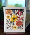 Zinnia, Sunflower, Lavender, Veronica & Nandina Wildflower Art in 8”x10” Shadowbox (202302LS)