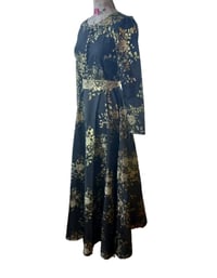 Image 4 of Miss MEHIR Dress 1970s Style Evening Maxi Gold & Black Floral Size S