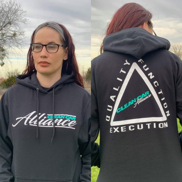 Image of Clean Car Alliance Hoodie BLK w/ Wht & Teal logo (Pullover) 