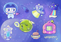 Image 3 of space tama sticker sheet