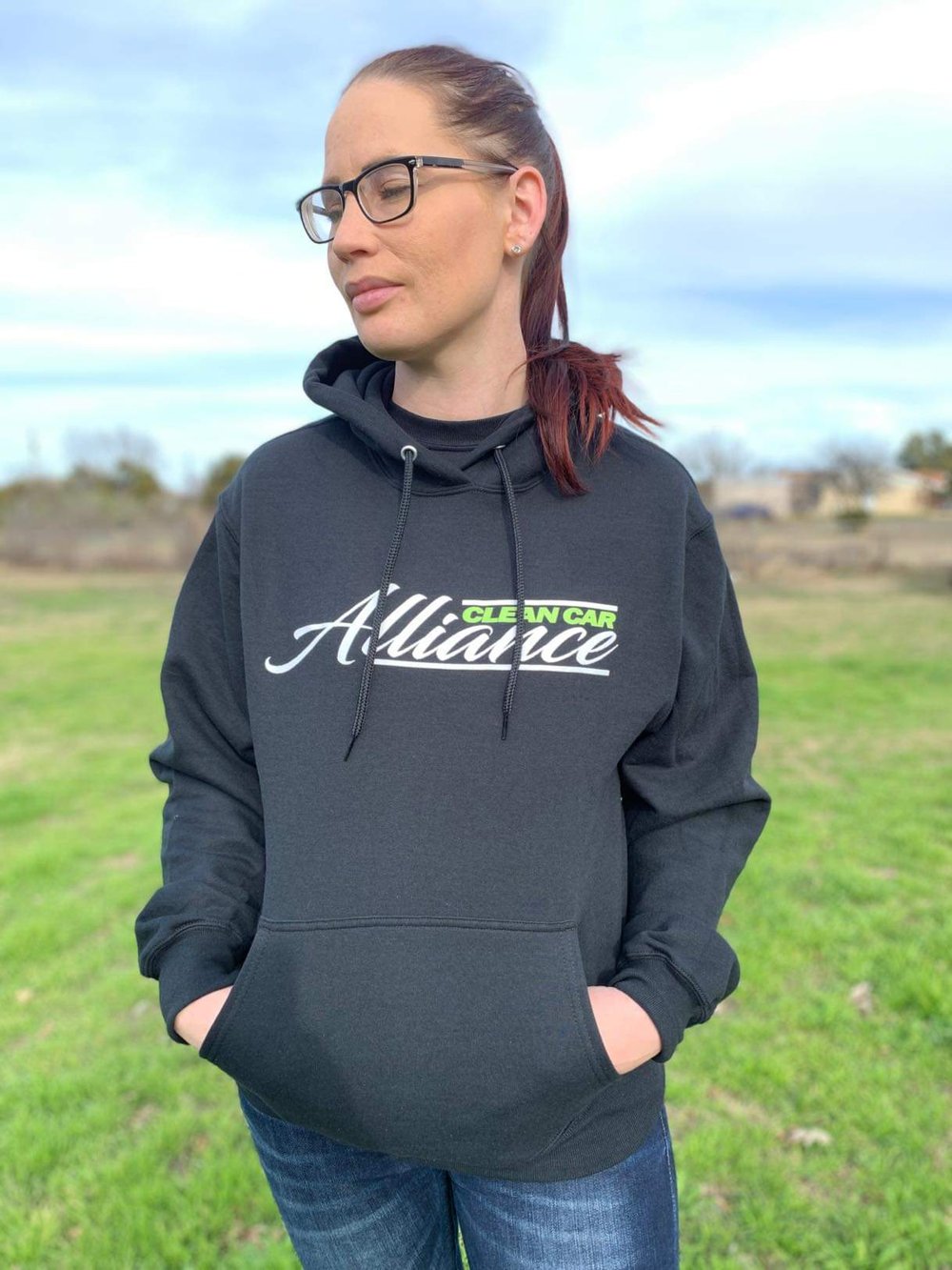 Image of Hoodie pull over w/ Bright Green & White Logo