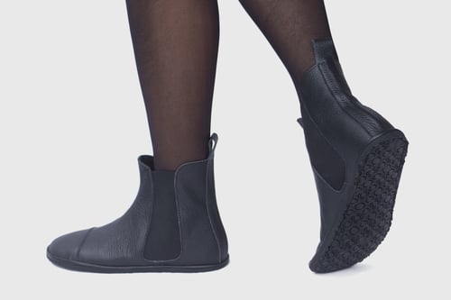 Image of High Top Chelsea boots - in Pebbled Black