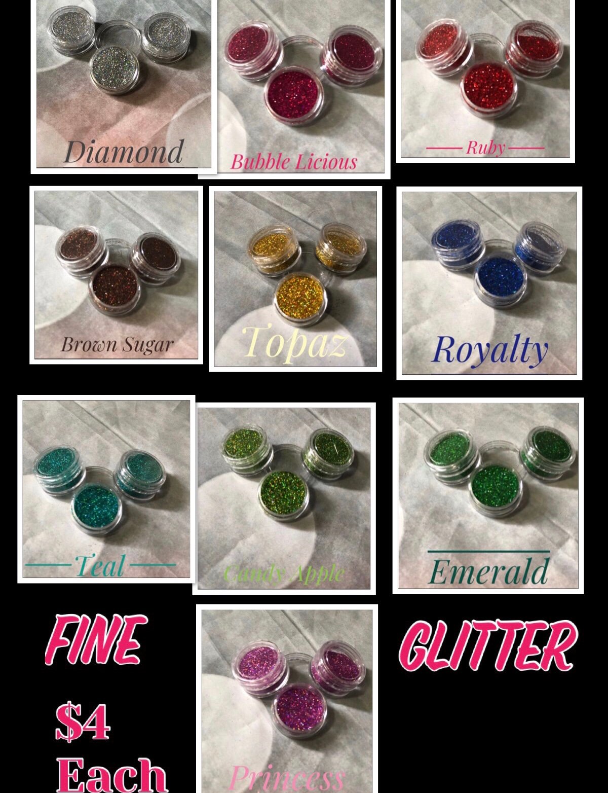Image of Fine Glitter 10 different colors to choose from 