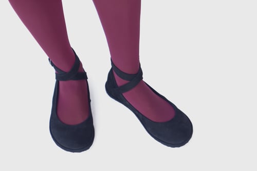 Image of Pax in Black Nubuck - Criss-Cross ankle strap flats