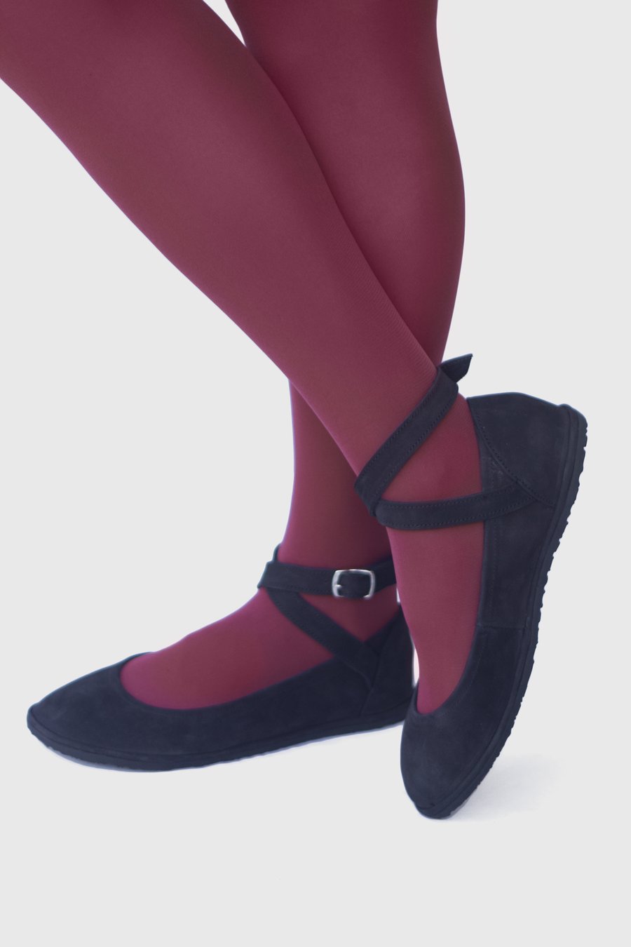 Image of Pax in Black Nubuck - Criss-Cross ankle strap flats