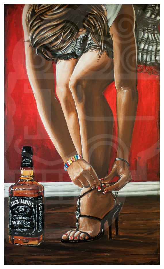 Image of JEREMY WORST Straight Jack Daniels Original Artwork Signed Fine art Print casual 